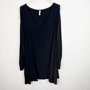 Elan Black Tunic Swim Dress Cover Up Open Shoulder Small